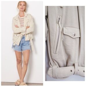 Free People We The Free Rebel Knit Vanilla Cream Moto Jacket NWOT